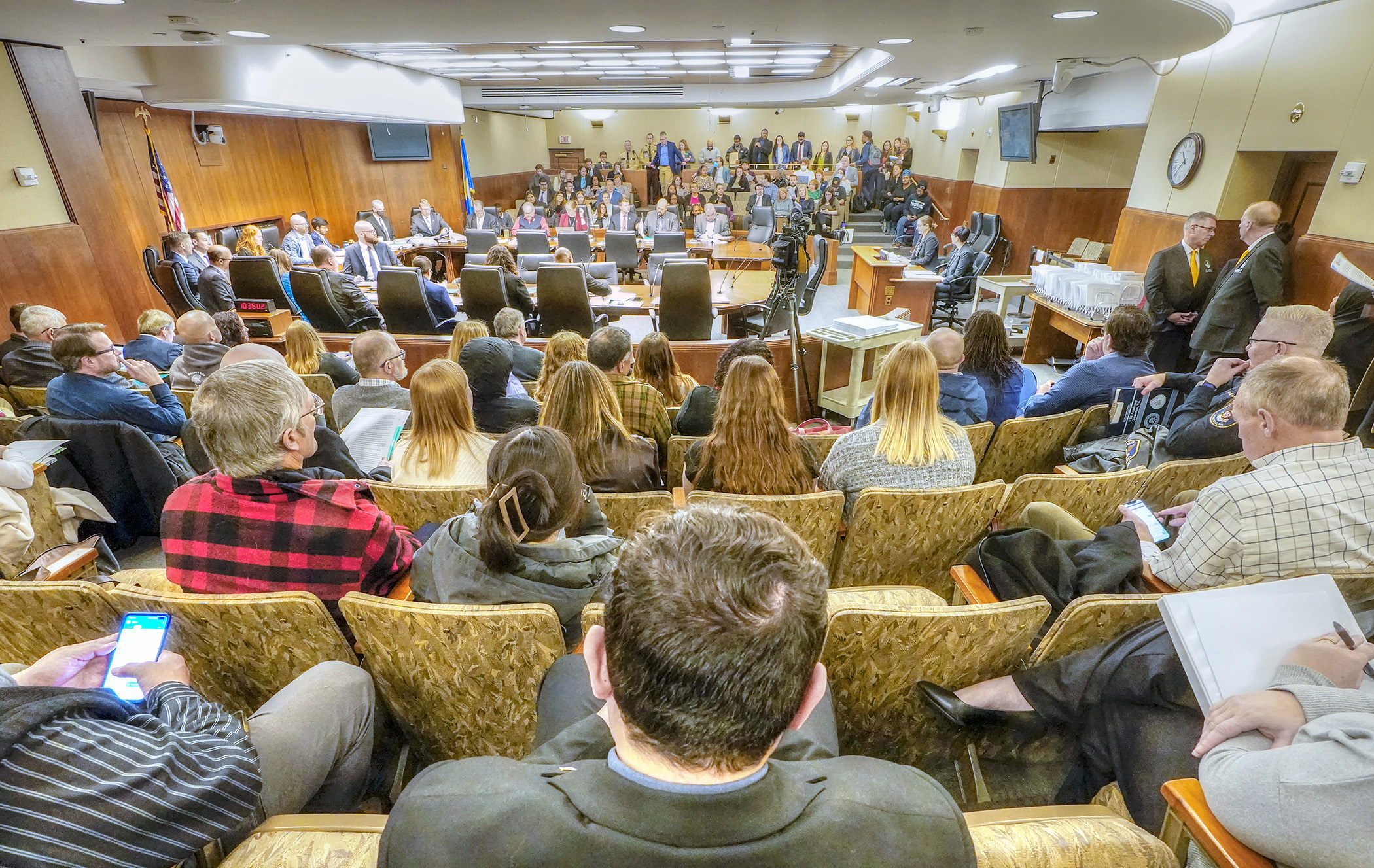 The House Public Safety Finance and Policy Committee pictured March 2. (Photo by Andrew VonBank)